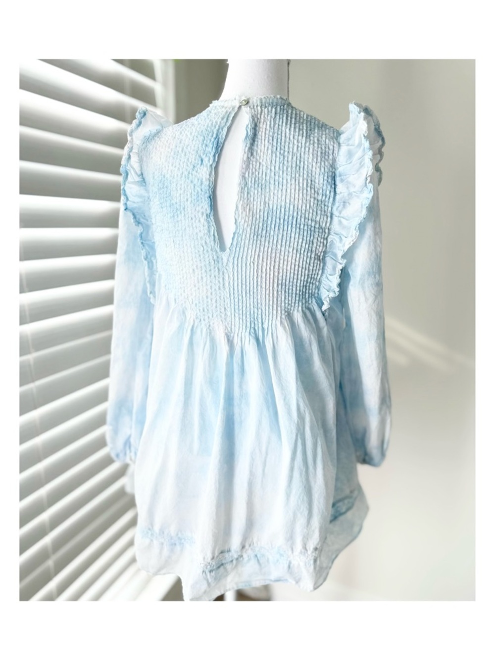 Wilfred Light Blue Ruffled Smocked Baby Doll Dress - Picture 5 of 8